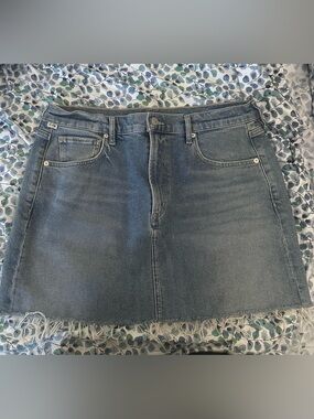 Citizens Of Humanity Denim Mini Skirt in Washed Blue